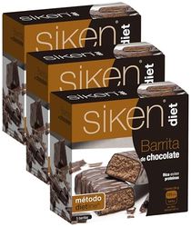 Siken Diet - Barrita Sabor Chocolate con Proteínas para ayudarte a Controlar tu Peso - Estuche con 5 barritas de 36g, 180 g (Paquete de 3)