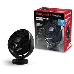 HONEYWELL HF715BE Turbo Force digitale oscillerende vloerventilator (compacte; oor thuis of op kantoor; met afstandsbediening en elektronische LED-bediening; 3 snelheden en 90° wendbaar),Zwart