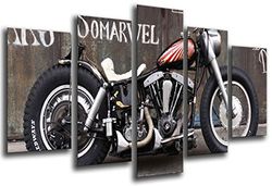 Quadro fotográfico Moto Harley Davidson, moto antiga vintage tamanho total: 165 x 62 cm XXL