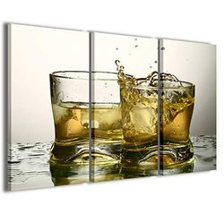 Canvasdruk, whiskey moderne afbeeldingen van 3 panelen, klaar ingelijst, canvasdruk, klaar om op te hangen, 100 x 70 cm