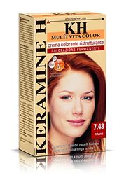 Keramine H Crema Colorante Ristrutturante, Tiziano - 3 Confezioni da 110 ml - Totale: 330 ml