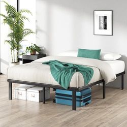 Zinus Caleb łóżko 180 x 200 cm – wysokość 36 cm z miejscem do przechowywania pod łóżkiem – metalowa rama łóżka – składana rama łóżka – czarne