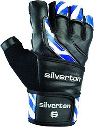 Silverton Power Stripes Guantes, Todo el año, Unisex, Color Negro/Azul, tamaño Large