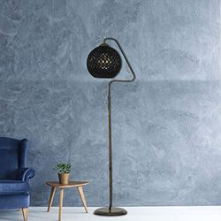LÁMPARA DE PIE PANTALLA OVILLO CON METAL, NEGRO, 22X22X154, CASQUILLO E 27 MAX 60 W