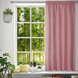 Eurofirany RITA Smooth Plain Modern Curtain with Rufflette Tape For Rail - 1 Unit, Bedroom, Living Room, Lounge, Kitchen, 140g m/2, W55 x L69, Dark Pink