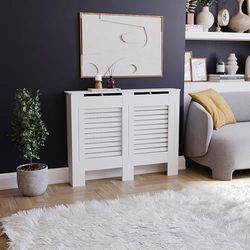 Vida Designs Milton radiatorbekleding, modern, MDF, wit gelakt, medium