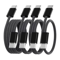 Anysea Cable USB C a USB C Carga Rápida - 4Pack [2M+1M+1M+0.5M] 60W Cable USB Tipo C Carga Rápida Trenzado Nylon Datos Cargador Teléfono Compatible con iPhone 16 15 Pro Max Galaxy S25 S24 iPad MacBook
