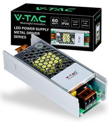 V-TAC Transformateur LED 60W 24V 2.5A avec 1 Sortie - Adaptateur Alimentation Rubans LED - Transformateur Métallique pour Appareils Electroniques, Caméras, Ecrans - Ultra Slim - AC 100-240V