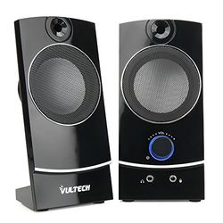 VulTech SP-330 Speaker USB 2.0 per PC e Notebook, 3W RMS, Audio Stereo Cristallino driver metallici da 2,25”, Controllo Volume e Uscita Cuffie, Jack 3,5 mm, Alimentazione USB