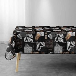 Douceur d'Intérieur, Olenna Rectangular Tablecloth 150 x 240 cm Black Polyester Printed