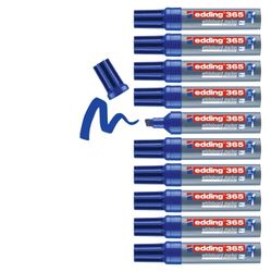 edding 365 Marcatore per Lavagne Bianche, Blu, 10Pz, Punta a Scalpello 2-7 Mm, per Lavagne Bianche, Vetro, Lavagne a Fogli Mobili, Non Si Secca