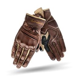 SHIMA AVIATOR DARK BROWN Luvas de couro vintage para homem (castanho escuro, L)