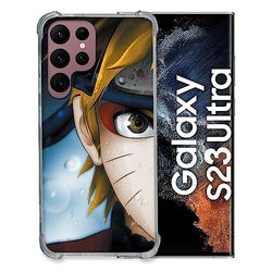Cokitec Spetsat fodral i härdat glas för Samsung Galaxy S23 Ultra Manga Naruto vit