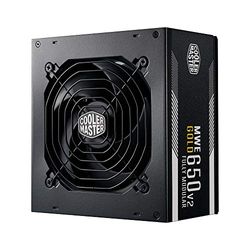 Cooler Master MWE 650 Gold V2 Alimentatore Completamente Modulare (Spina UE) - Alimentatore 80 PLUS Gold da 650W, Cavi Piatti Neri, Ventola HDB da 120mm, Soglia Alta Temperatura - 5 Anni di Garanzia