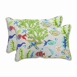 Pillow Perfect Cuscini lombare blu Coral Bay per esterni/interni, 2 pezzi