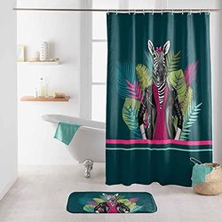 Douceur d'intérieur Marty - Tenda da doccia con ganci, multicolore, 180 x 200 cm