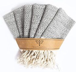 SMYRNA TURKISH COTTON Wash Cloths Pack of 6 | 100% Natural Cotton, 30x45 cm | Versatile Bath Towels for Bathroom, Hotel, SPA | Ultra Soft, Absorbent, Prewashed Quick Dry Turkish Hand Towels Gray