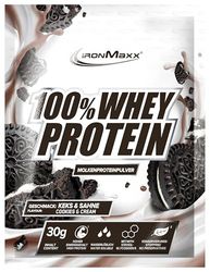 IronMaxx 100% Whey Protein Polvo - Galletas y Crema 30g Bolsa | Proteína de suero de leche reducida en azúcar y soluble en agua | Disponible en muchos sabores diferentes