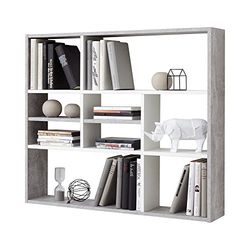 FMD Möbel Väggmonterad hylla, trä, betongfärg LA/vit, 90 x 16 x 78 cm