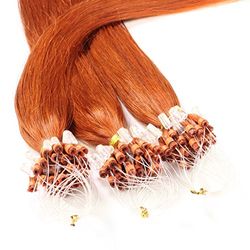 hair 2heart 200 x 0,5 g Echthaar Microring Loop Extensions, 60 cm - slät - 350 kupéröd - Loops hårförlängning