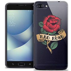 Caseink Hoes voor Asus Zenfone 4 MAX Plus/Pro ZC554KL (5.5) Beschermhoes Case [Crystal Gel Motief HD Collectie Tatoo Lover Design Red Rose - Flexibel - Ultra Thin - Gedrukt in Frankrijk]