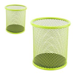 LEVIATAN- 2 Stuks - Metalen Pennenhouder Pennenhouder Rond van Draadmetaal Multifunctionele Gaasbeker voor Balpennen Ø91 mm Lime Kleur