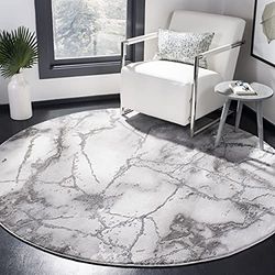 Safavieh Tapis Contemporain pour Salon, Salle à Manger, Chambre à Coucher - Craft Collection, Tapis à Poil Court, Gris et Argent, 122 x 122 cm