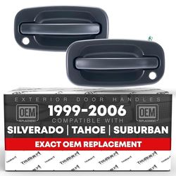 Exterior Door Handle Front Left & Right Pair with Key Hole | for 1999-2007 Chevy Silverado Suburban Tahoe Avalanche GMC Sierra Yukon Cadillac Escalade | Replaces 15034985, 15034986