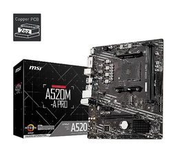 MSI Scheda madre A520M-A PRO Gaming (AMD AM4, DDR4, PCIe 3.0, SATA 6Gb/s, M.2, USB 3.2 Gen 1, DVI/HDMI, Micro-ATX)