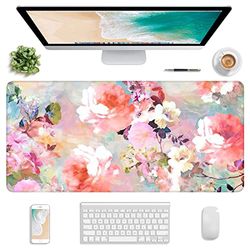 Atufsuat Uitgebreide gamingmuismat, XXL groot bureauonderlegger, 76 x 30 cm, grote computertoetsenbord-muismat, waterdichte muismat met gestikte randen en antislip basis voor vrouwen, kantoor, gaming