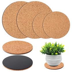 Augshy Sottobicchieri per piante in sughero, 4 pezzi, tappetini per piante da interno e vasi da giardino, per interni (10 cm, 15 cm)