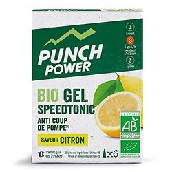 PUNCH POWER - SPEEDTONIC Citron - Boîte 6 gels x 25 g - Gel Anti Coup de Pompe - Guarana - Ginseng - Effet Booster - Bio - Marque Française
