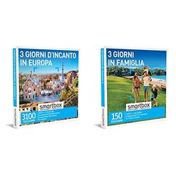 smartbox - Cofanetto Regalo 3 Giorni d'incanto in Europa - Due Notti con Colazione per 2 Persone & Cofanetto Regalo 3 Giorni in Famiglia -Due Notti con Colazione per 2 Adulti e 2 Bambini