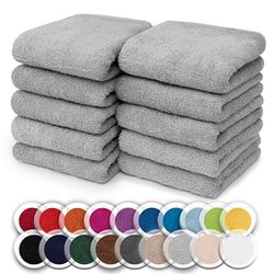 NatureMark Set van 10 washandjes | 100% katoen | badstof washandjes | afmetingen 30 x 30 cm | badstof handdoeken in verpakking van 10 stuks, kleur: zilvergrijs