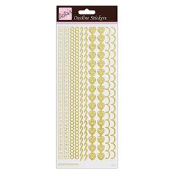 Anitas Outline Stickers, Rand, Goud op Wit, Voor Scrapbooking, Kaarten Maken, Kinderen Spelen, Huiswerk, Kunst, Ambacht, Embelish, Decoratief, Papier, Kaart, Glas, Metaal, Kunststof, Schuim