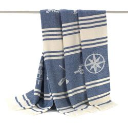 Alexandra House Living Toalla de Playa Maca Azul 125 x 180 cm