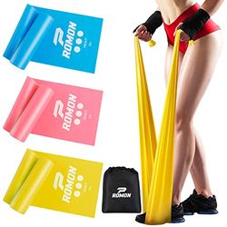 Romon Theraband 3-delige set, 2 m lange fitnessbanden met 3 weerstandsniveaus, gymnastiekband met opbergtas voor fitness, pilates, yoga, fysiotherapie, terraband voor mannen en vrouwen