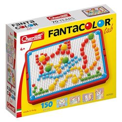 Quercetti Fantacolor Tab, conjunto de mosaicos infantis com 150 peças de cores, brinquedos para crianças de 4 anos, artesanato para crianças, jogos educativos e criativos tipo puzzle com painel, cesta