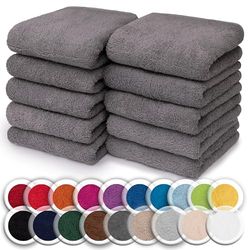 NatureMark Pack of 10 Wash Cloths | 100% Cotton | Terry Cloth Flannels | Size 30 x 30 cm | Terry Cloth Flannels in Pack of 10 Colour: Anthracite Grey