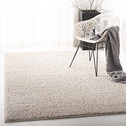 SAFAVIEH Tapis Shag Pour Salon, Salle à manger, Chambre à coucher - New York Shag Collection, Tapis à poil long, Gris Clair, 155 X 229 cm