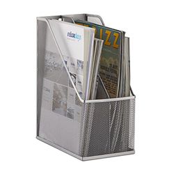 Relaxdays Organizador de Documentos con 2 Compartimentos, Metal, Plateado, 31.5 x 14.3 x 25 cm, Acero