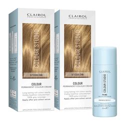 Clairol Colour Studio Permanent Colour Cream x2 Leave-in Pre-colour Serum x1 Prepares and Protects Hair Before Colouring Long-lasting Rich Tones Hair Colouring Kit 8/1 Cool Chai