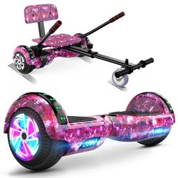 SISIGAD HY-A02C Hoverboard voor kinderen, 6,5 inch (16,5 cm) hoverboard met bluetooth en ledlicht, krachtige dubbele motor, cadeau voor kinderen, HY-A02C sterrenhemel blauw, HY-A02C lila hemel