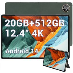 DOOGEE T30 Max Android 14 Tablet dotykowy, 4K 12,4 cala tablety do gier 20 GB + 512 GB/2 TF, 10800mAh/33W, 50MP+20MP, Helio G99 Octa Core, 2560 * 1600, Widevine L1, TUV/4G LTE/5G WiFi/OTG/GPS