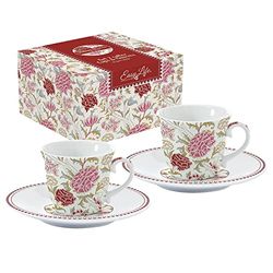 Set van 2 koffiekopjes, 8 cl, van porselein, Wiliam Morris Pink