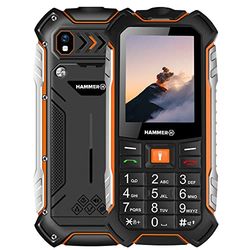 Hammer H Boost LTE- Telefono cellulare da esterno senza contratto, display a colori da 2.4 pollici, robusto, batteria Mega 3500 mAh, 4G impermeabile (IP68), Dual SIM, nero, taglia unica