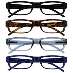 La Compañía Gafas De Lectura Negro Marrón Gris Azul Ligero Lectores Valor Pack 4 Hombres Mujeres RRRR32-1273 +2,00