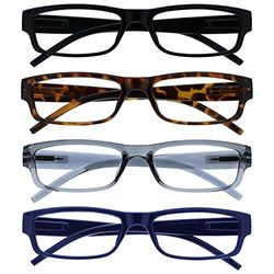 The Reading Glasses Company Nero Marrone Grigio Blu Leggero Lettori Valore 4 Pacco Uomo Donna Rrrr32-1273 +3,50 - 88 Gr