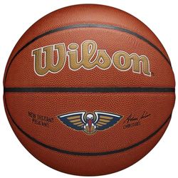 Wilson Pallone da Basket NBA TEAM COMPOSITE BSKT, Utilizzo Indoor/Outdoor, Pelle Composita, Misura 7, Marrone (New Orleans Pelicans)