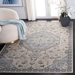 Safavieh Tapis Traditionnel pour Salon, Salle à Manger, Chambre à Coucher - Collection Vintage - Poils Courts - Ardoise et crème - 99 x 140 cm
